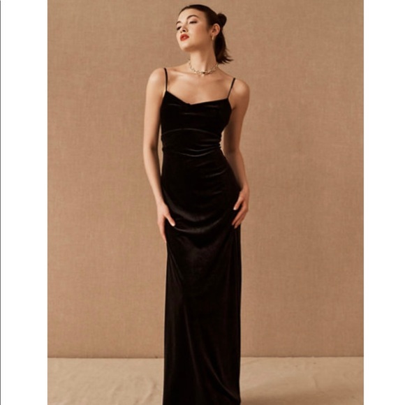 bhldn black velvet dress Claudine